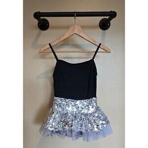 Weissman black and silver sequin dance costume size CL (child size large)